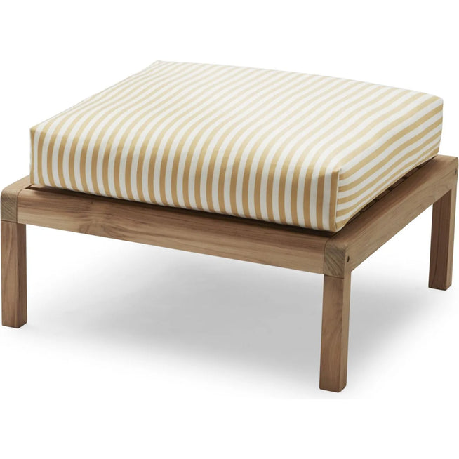 Photo of Virkelyst Pouf - Teak - Fossflakes Padding - Outdoor Textile / Golden Yellow Stripe