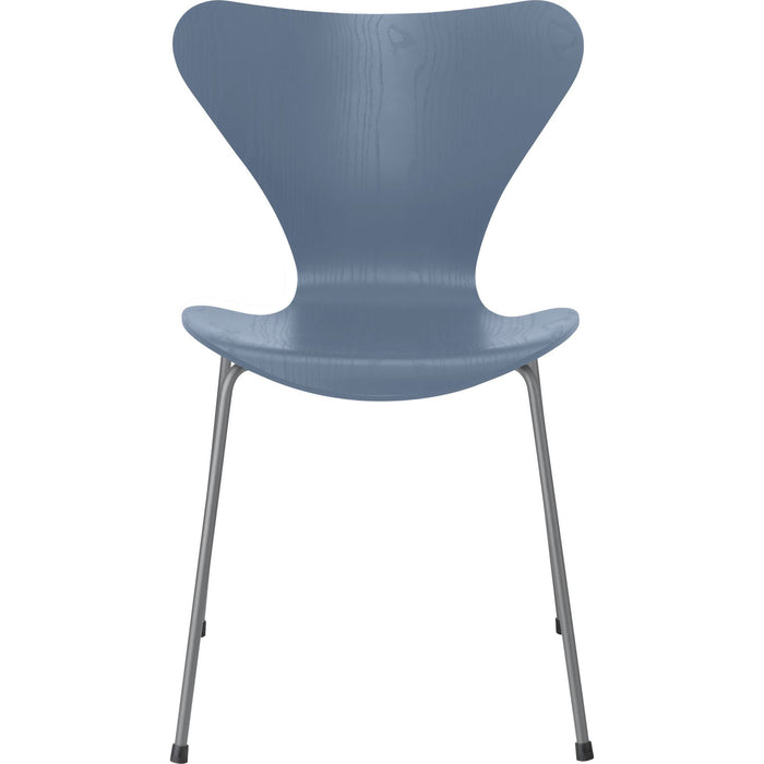 Photo of Sjuan 3107 Dusk Blue Coloured Ash/silver Grey - Dining chairs - Arne Jacobsen - Blue - Metal/wood