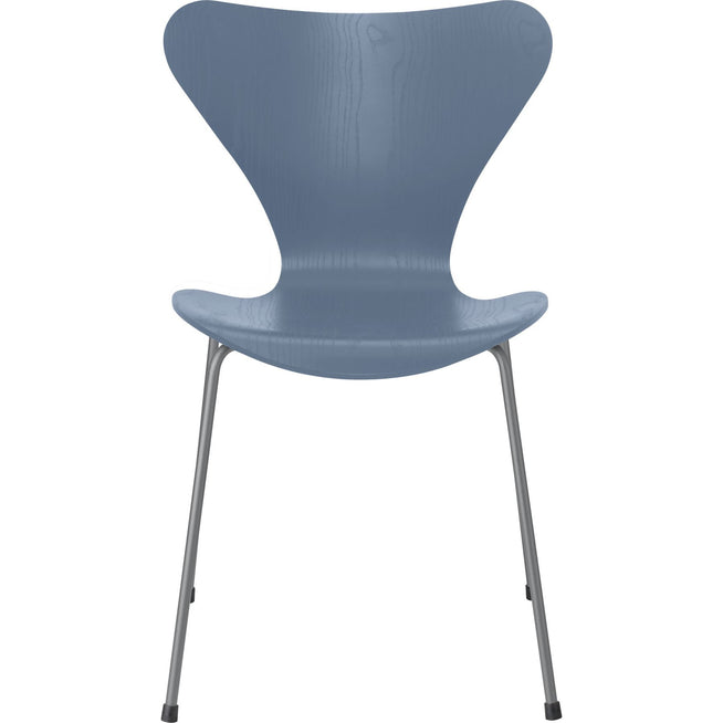 Photo of Sjuan 3107 Dusk Blue Coloured Ash/silver Grey - Dining chairs - Arne Jacobsen - Blue - Metal/wood