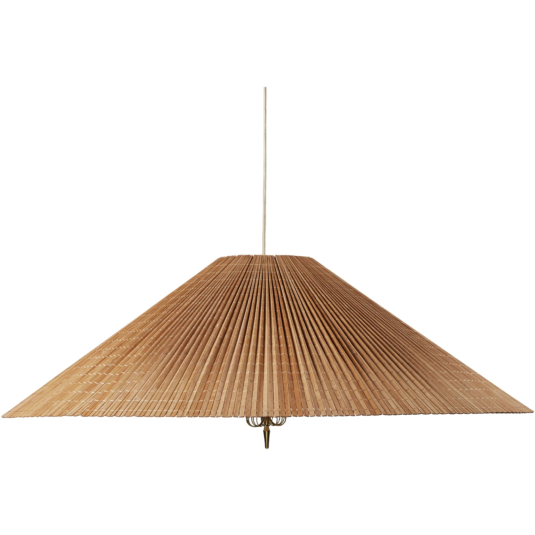 1972 Pendant - Large Base: Brass, Shade: Bamboo Untreated - Pendellampor - Paavo Tynell - Beige