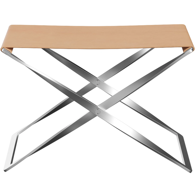 Photo of Pk91, Leather, Natural - Footstools - Poul Kjærholm - Brown - Metal