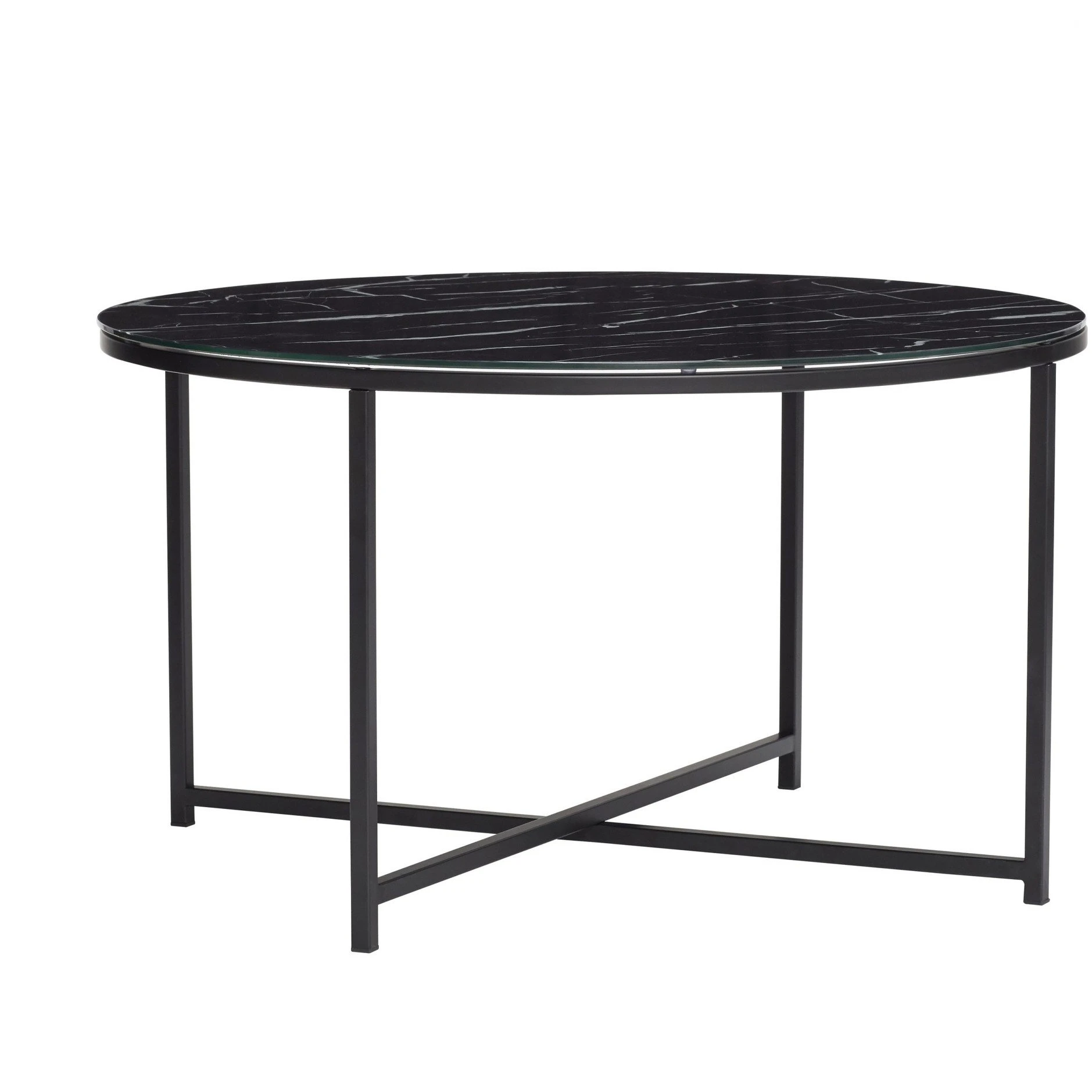 Coffee Table Metal / Glass - Marble Black