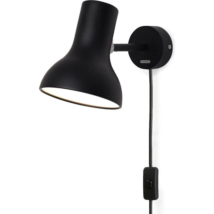 Photo of Type 75 Mini Wall Lamp Jet Black With Cable, Excl. Led 10w E27 Ip20 - Sänglampor - Sir Kenneth Grange - Svart
