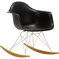 Eames Plastic Armchair Rar - 12 Deep Black - White Base - Golden Maple - Matstolar - Charles & Ray Eames - Svart - Metall/trä/plast