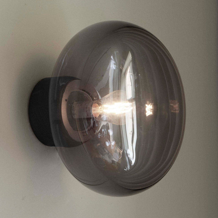 Photo of Karl-johan Wall Lamp Black Stain Oak/smoke Glass