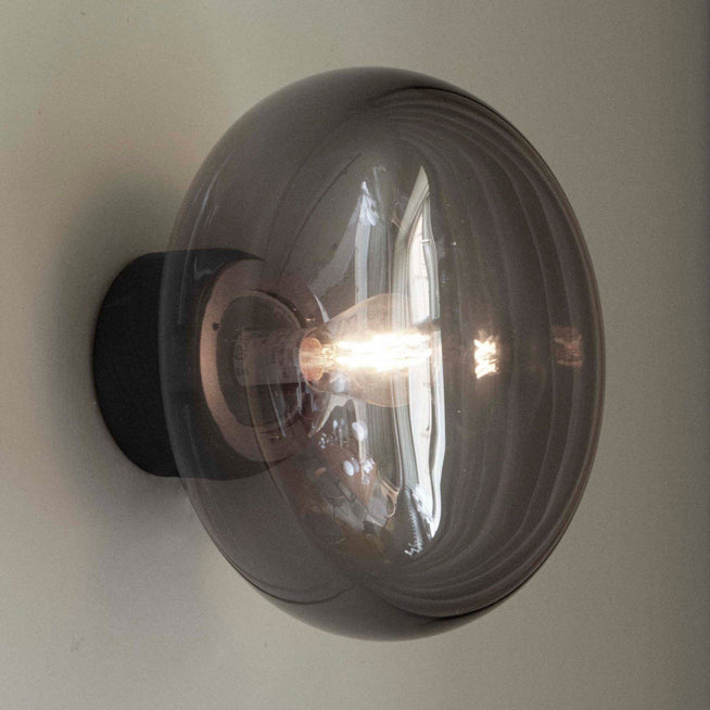 Photo of Karl-johan Wall Lamp Black Stain Oak/smoke Glass