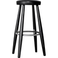 Carl Hansen - Ch58 Low Stool, Black Lacquered Oak, Leather Group A Loke - 7150 - Bar stools & Bar stools - Hans J. Wegner - Black - Leather/metal/wood