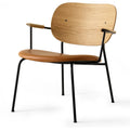 Thumbnail photo of Co Lounge Chair Black Base Natural Oak Back, Dakar 250 - Dining Chairs - Norm Architects - Wood Colored - Leather/Metal/Wood/Foam