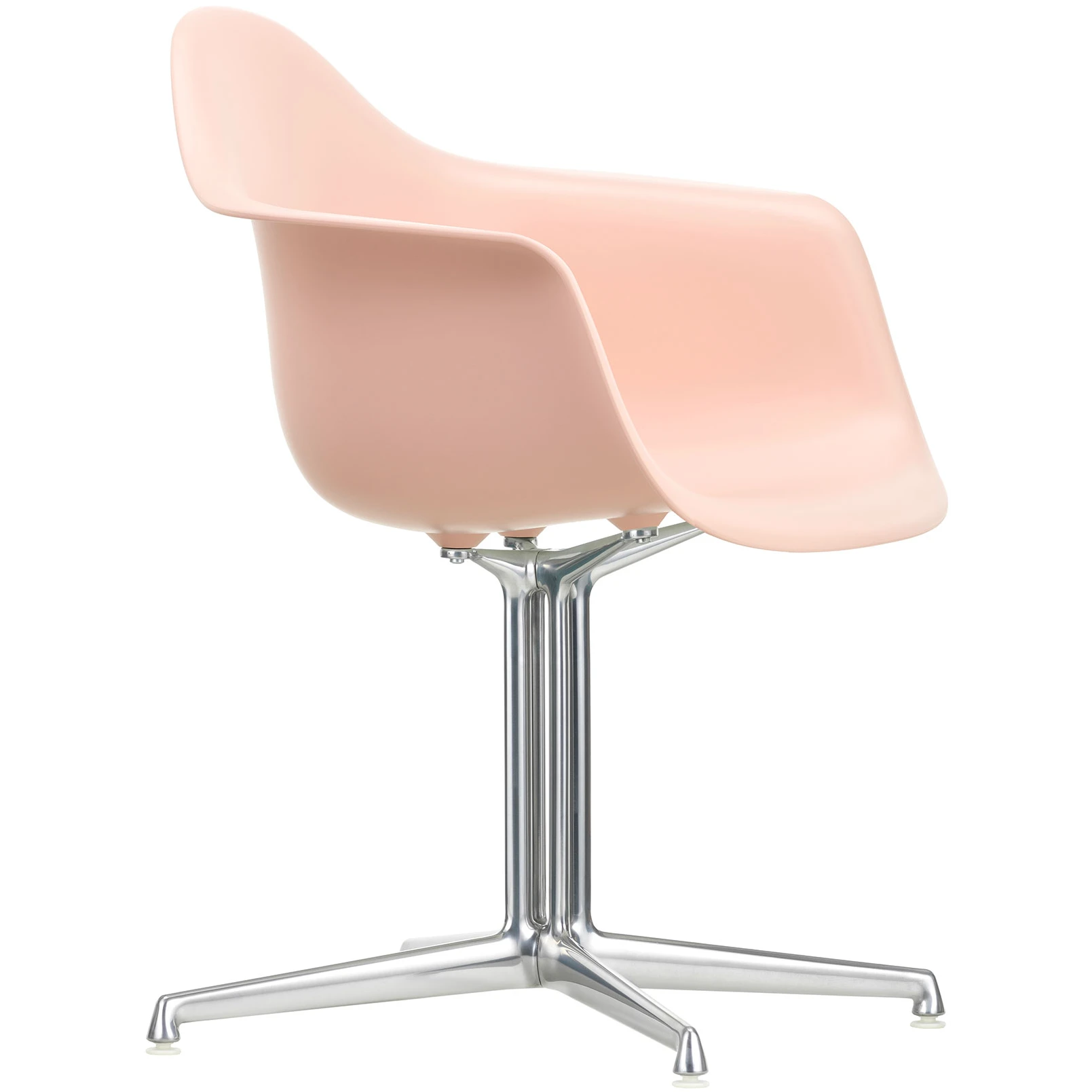 Eames Plastic Armchair Dal - 41 Pale Rose - Aluminium Polished - Matstolar - Charles & Ray Eames - Rosa - Metall/plast