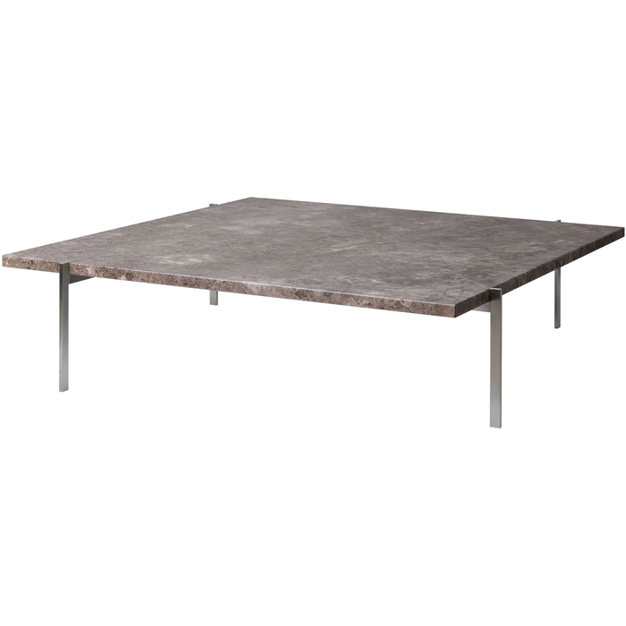 Photo of Pk61a, Grey-brown Marble, Matt ground - Coffee table - Poul Kjærholm - Grey - Metal/stone
