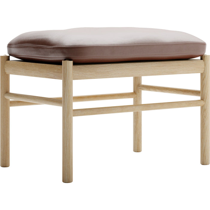 Photo of Carl Hansen - Ow149f - Colonial Footstool, Oiled Oak, Leather Group C Sif - 92 - Footstools - Ole Wanscher - Brown - Leather/Wood