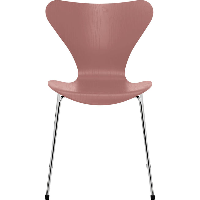 Photo of Sjuan 3107 Wild Rose Coloured Ash/chrome - Dining chairs - Arne Jacobsen - Pink - Metal/wood