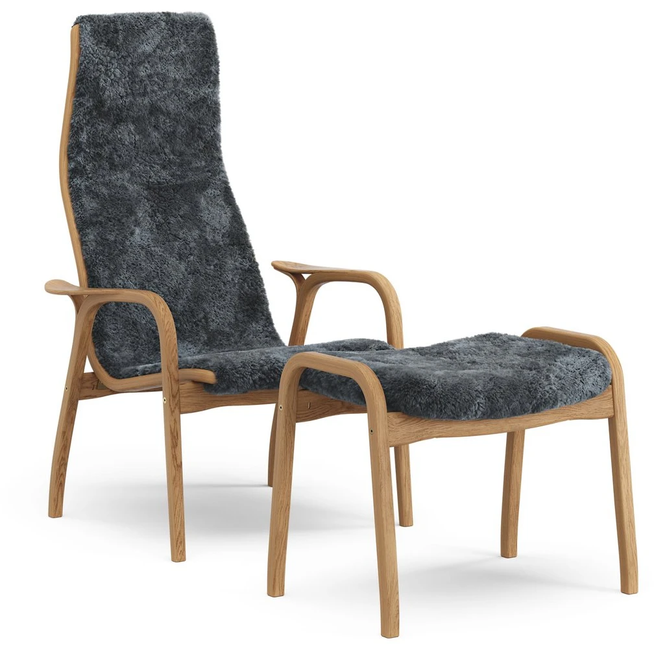 Photo of Lamino Armchair And Footstool Oiled Oak/sheepskin
