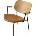 Thumbnail photo of Co Lounge Chair Black Base Natural Oak Back, Dakar 250 - Dining Chairs - Norm Architects - Wood Colored - Leather/Metal/Wood/Foam