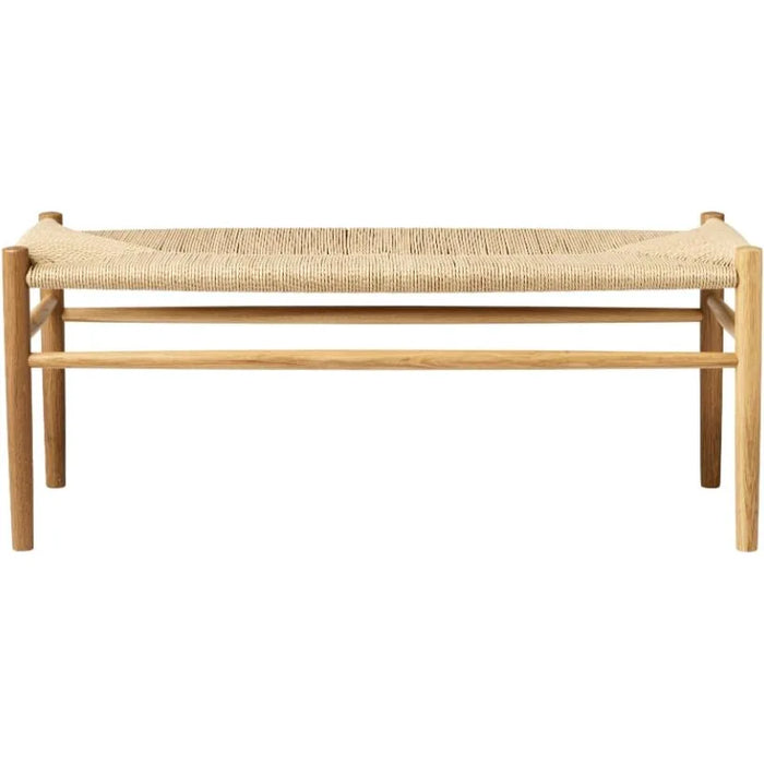 Photo of J83b Bench L: 100 cm - Natural wicker/oak