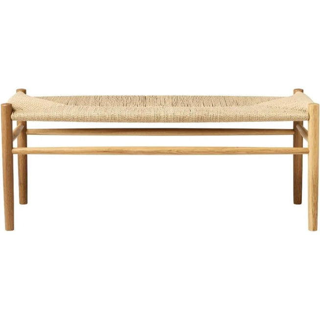Photo of J83b Bench L: 100 cm - Natural wicker/oak