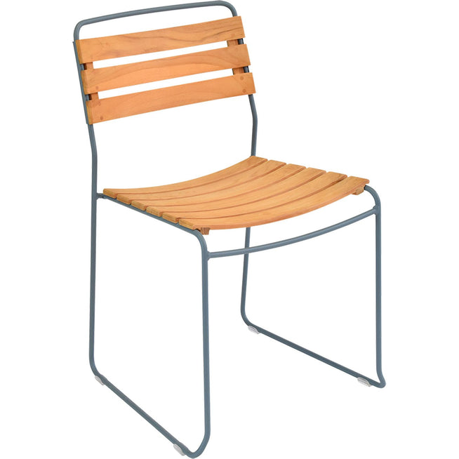 Photo of Surprising Teak Chair - Storm Grey - Outdoor dining chairs - Harald Guggenbichler - Grey - Metal/wood