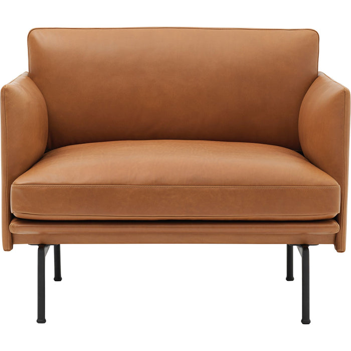 Outline Chair, Silk Leather Cognac - Armchairs - Anderssen & Voll - Brown - Leather/metal/wood/foam