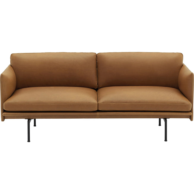 Photo of Outline Sofa 2-seater - Silk Leather Cognac - Brown