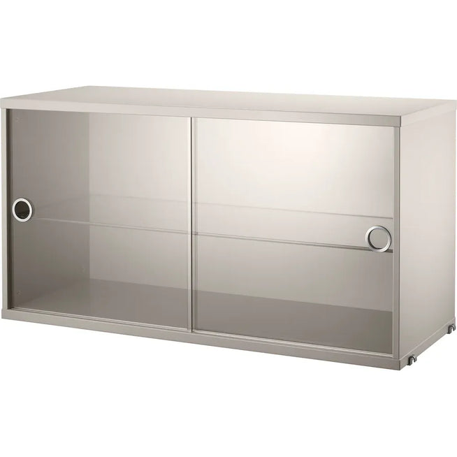 Photo of String Glass Cabinet - Beige - Wall Shelves - Glass/Wood