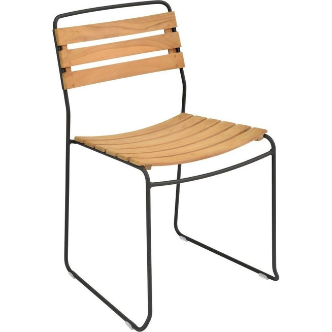 Photo of Surprising Teak Chair - Liquorice - Outdoor Dining Chairs - Harald Guggenbichler - Black - Metal/Wood