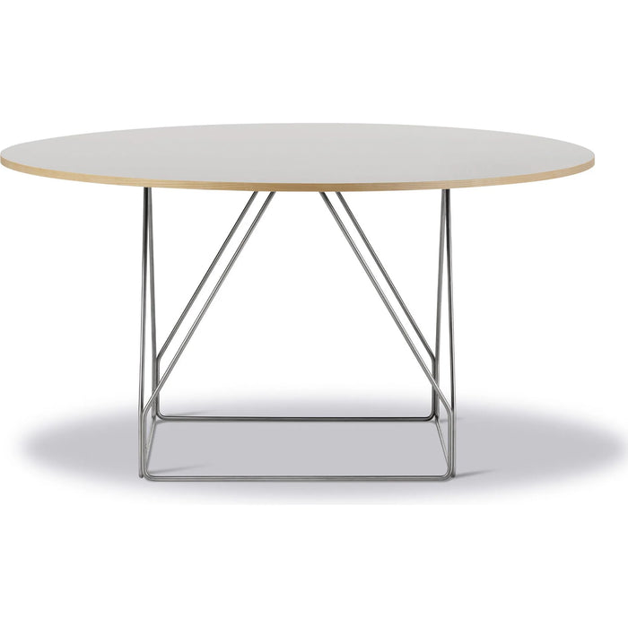Photo of Jg Table 6568 - Dining Table - Grey Linoleum W/natural Ash / Brushed Stainless Steel - Ø140 X H72 Cm