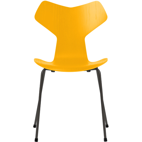 Photo of 3130 Grand Prix, Färgad Ask, True Yellow, Underrede Warm Graphite - Matstolar - Arne Jacobsen - Orange,gul - Metall/trä