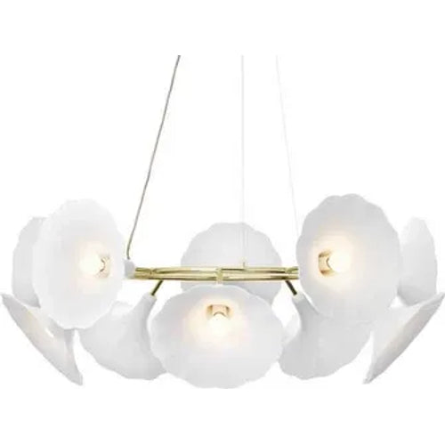 Photo of Petalii 10 Chandelier White/polished Brass