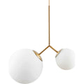 Thumbnail photo of Two hanging lamp brass with two white glass shades