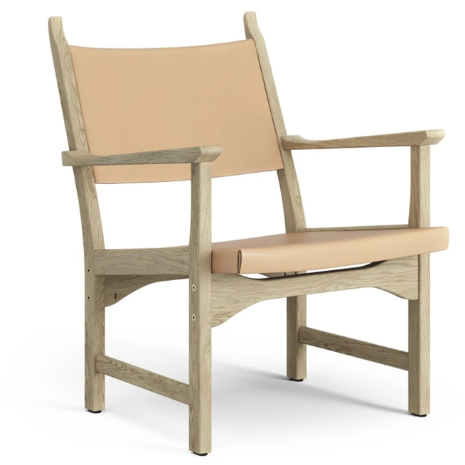 Photo of Caryngo Arm Chair Natural Laquered Oak-leather