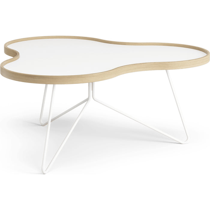 Photo of Flower Table 84x90 Cm White - 39cm - Oak Edge - White Base