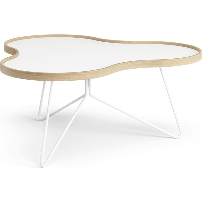 Photo of Flower Table 84x90 Cm White - 39cm - Oak Edge - White Base