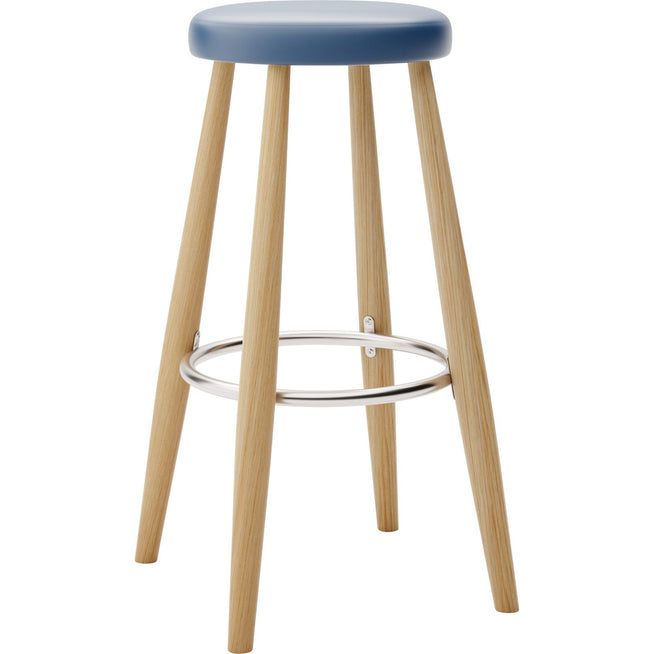 Photo of CH56 Bar Stool High - Leather | Oiled Oak Stand