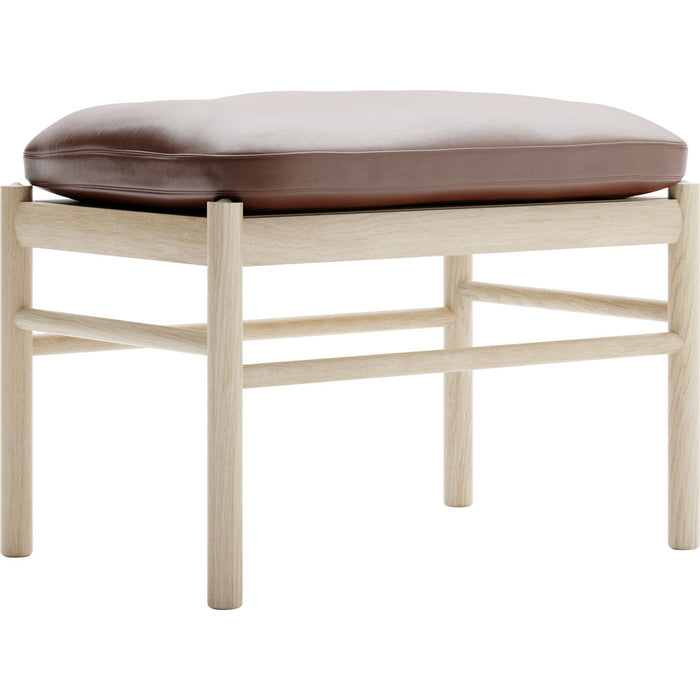 Photo of Carl Hansen - Ow149f - Colonial Footstool, Soaped Oak, Leather Group C Sif