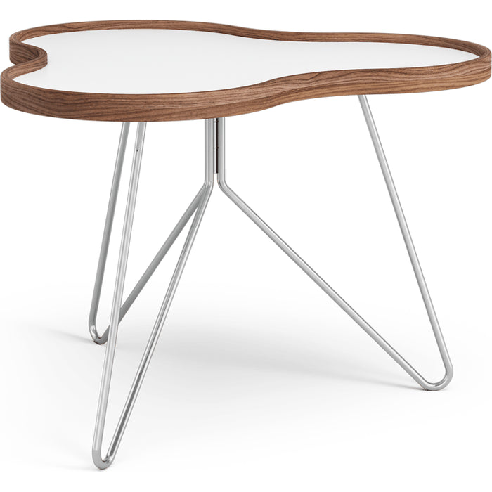 Photo of Flower Table 62x66 Cm White, 45cm, Walnut Edge, Chrome Base