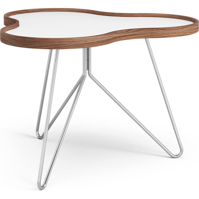 Photo of Flower Table 62x66 Cm White, 45cm, Walnut Edge, Chrome Base