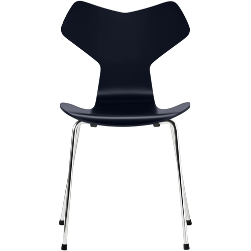 Photo of 3130 Grand Prix, Lacquered, Midnight Blue, Underframe Chrome Steel - Dining Chairs - Arne Jacobsen - Blue - Metal/Wood