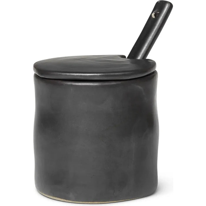 Photo of Flow Jar W. Spoon - Krukke - Black - W7,5 X H8 X D8 Cm