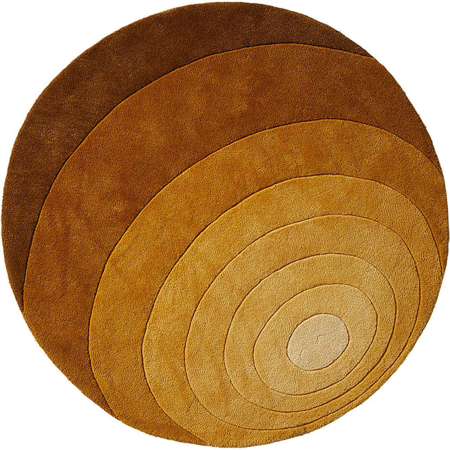 Photo of Luna Rug Ø120, Dark Yellow, 100% New Zealand Wool, Hand Tufted - Mönstrade Mattor - Verner Panton - Gul