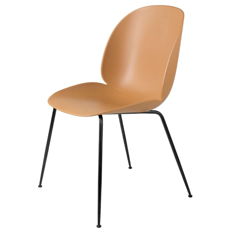 Beetle Dining Chair Un-upholstered - Black Metal Legs