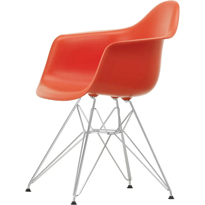 Photo of Eames Plastic Armchair DAR - 03 Poppy Red - Chrome Base - Dining Chairs - Metal/Plastic