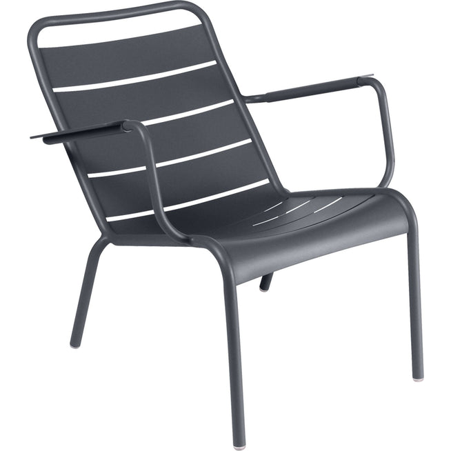 Photo of Luxembourg Low Armchair Anthracite 47 - Outdoor dining chairs - Frédéric Sofia - Grey - Metal