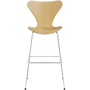 3197 Sjuan, Ash veneer - Bar stools & Bar stools - Arne Jacobsen - Wood - Metal/wood