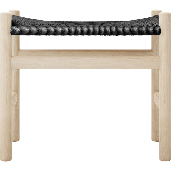 Photo of Carl Hansen - Ch53, oak, soaped, black braided, 39 cm - footstools - Hans J. Wegner - Wood-coloured - Paper/wood