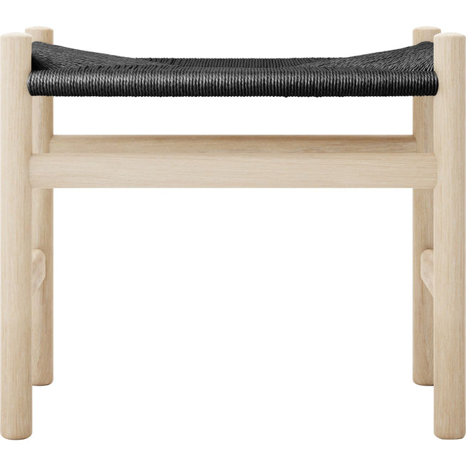 Photo of Carl Hansen - Ch53, oak, soaped, black braided, 39 cm - footstools - Hans J. Wegner - Wood-coloured - Paper/wood