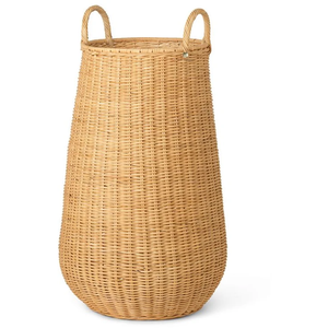 Photo of Braided Laundry Basket - Vasketøjskurv - Flettet Rattan - Natural - Ø42 X H80 Cm