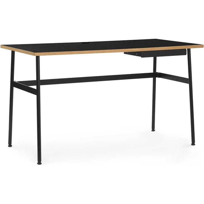 Photo of Journal Desk Black Laminate - Black Steel Legs And Drawer
