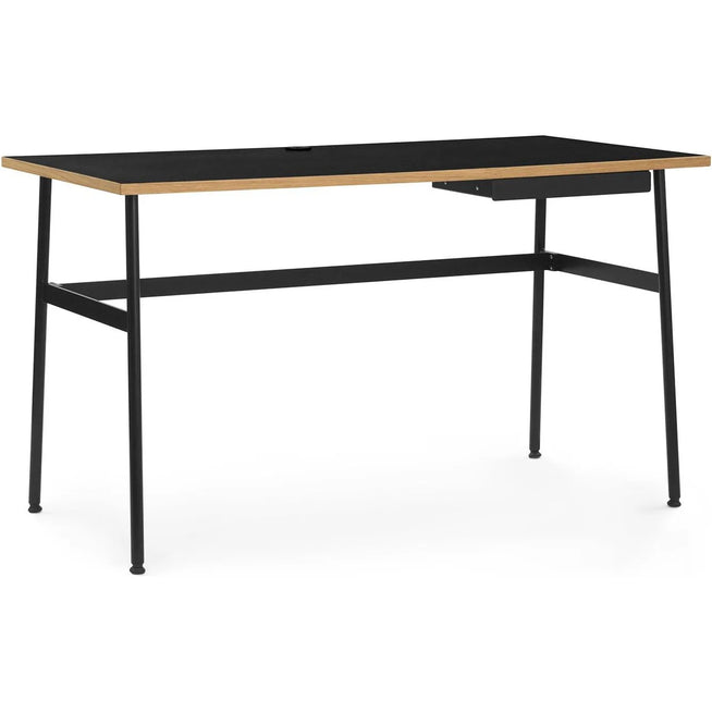 Photo of Journal Desk Black Laminate - Black Steel Legs And Drawer