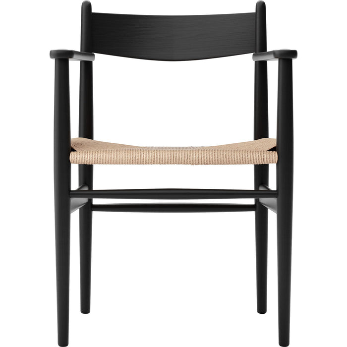 Photo of Carl Hansen - Ch37, black lacquered oak, natural braided paper string - dining chairs - Hans J. Wegner - black - wood