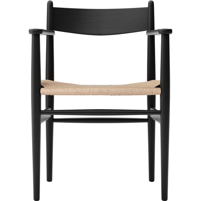 Photo of Carl Hansen - Ch37, black lacquered oak, natural braided paper string - dining chairs - Hans J. Wegner - black - wood